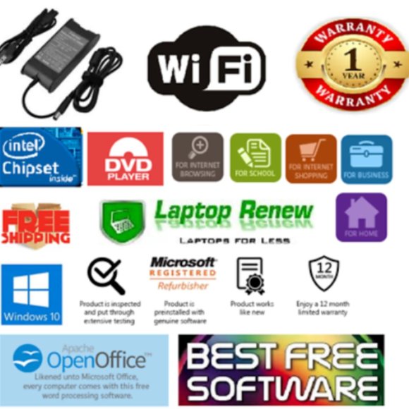 Dell Laptop Duo Windows 10 Pro, Intel I5 2.4,250GB,4 GB, WIFI, warranty - Picture 3 of 10